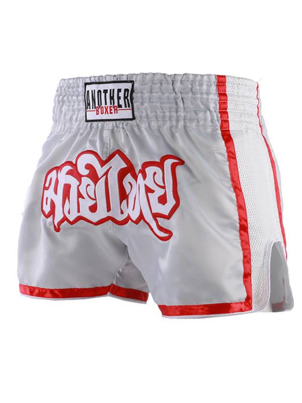 Adults Letter Embroidery Side Slit Color Block Boxing Shorts thumb