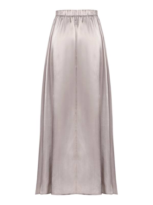 Women Satin High Waist Solid Color A-line Skirt for Evening Party thumb