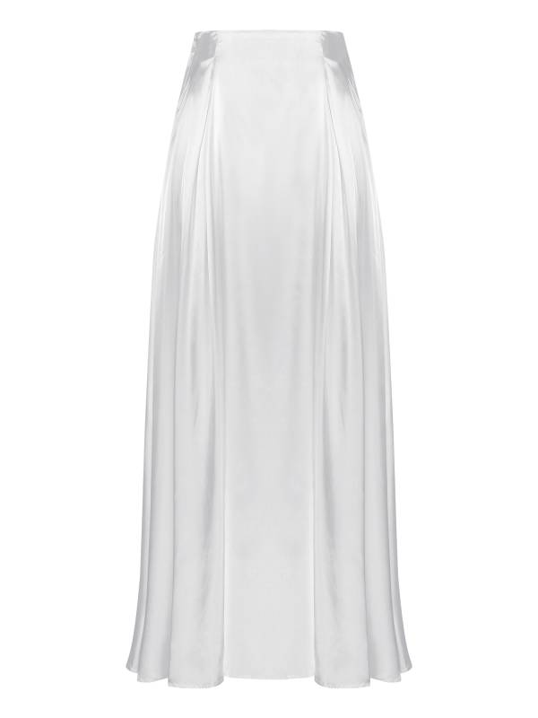 Women Satin High Waist Solid Color A-line Skirt for Evening Party thumb