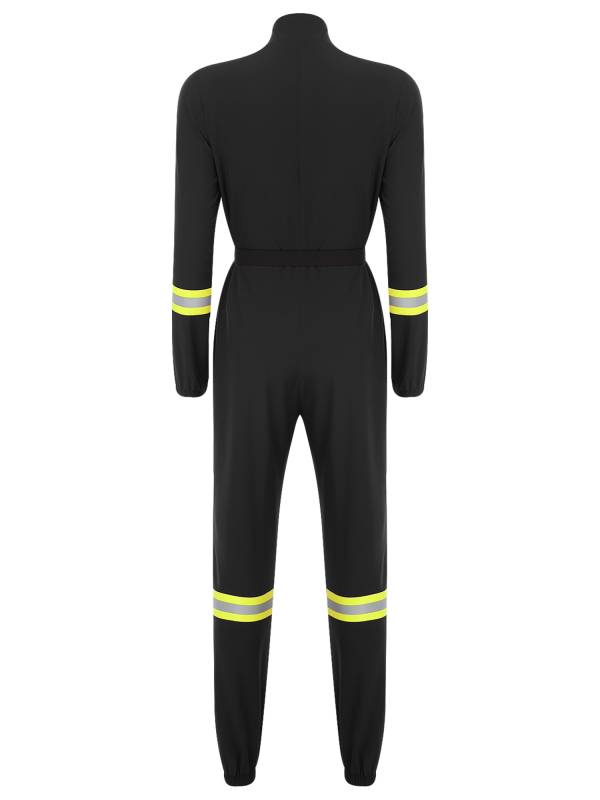 Women Stand Collar Long Sleeve Front Zipper Firefighter Costume Jumpsuit thumb