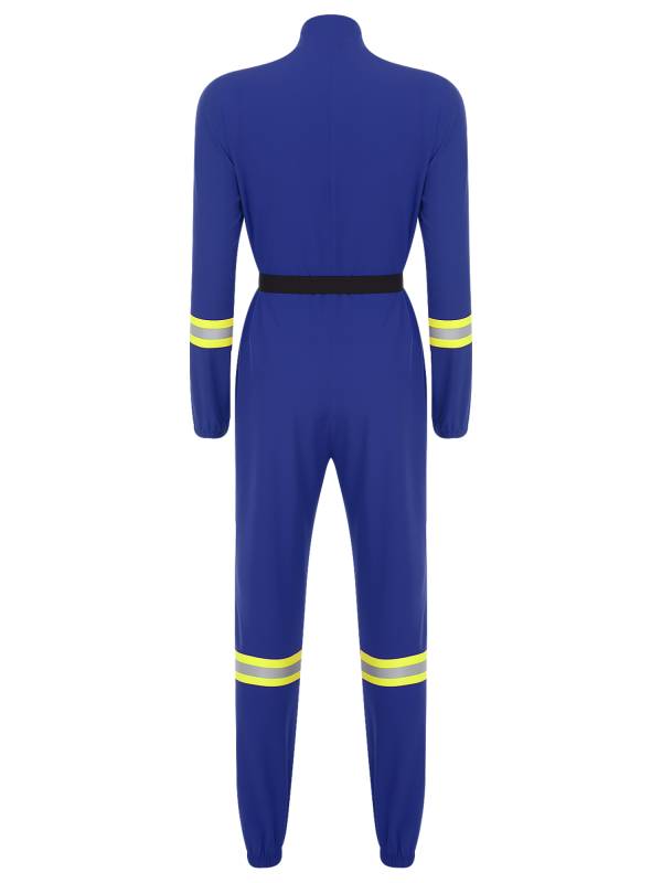 Women Stand Collar Long Sleeve Front Zipper Firefighter Costume Jumpsuit thumb