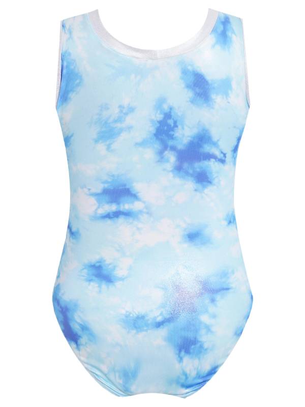 Kids Girls V Neck Sleeveless Shiny Rhinestones Gymnastics Leotard thumb