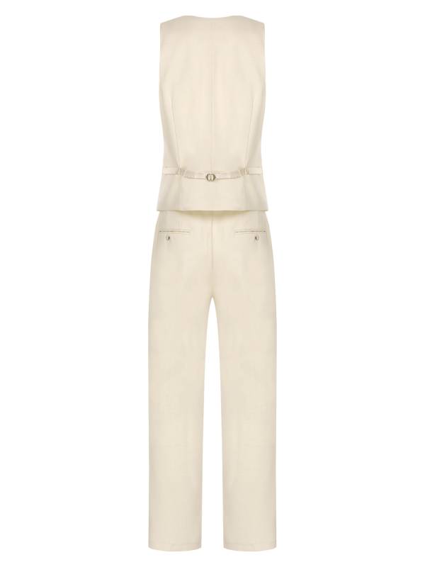 Men 2pcs V Neck Button-up Vest and Pants Set for Wedding Cocktail thumb