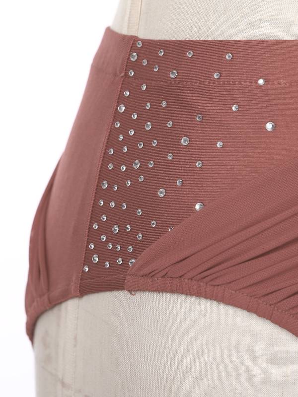 Women 2pcs One Shoulder Crop Top and Skirted Briefs Lyrical Dance Set thumb