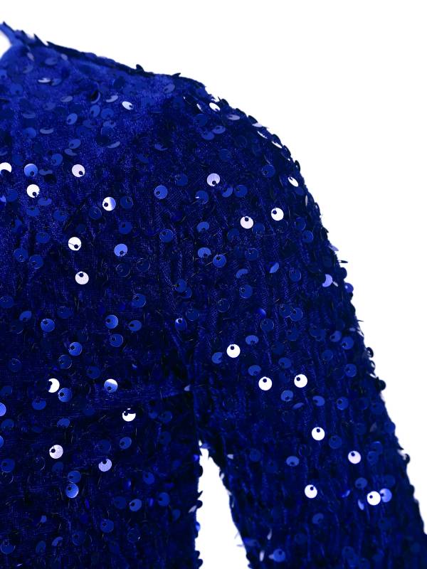 Kids Girls Sequin Long Sleeve Front Ruched Prom Bodycon Dress thumb