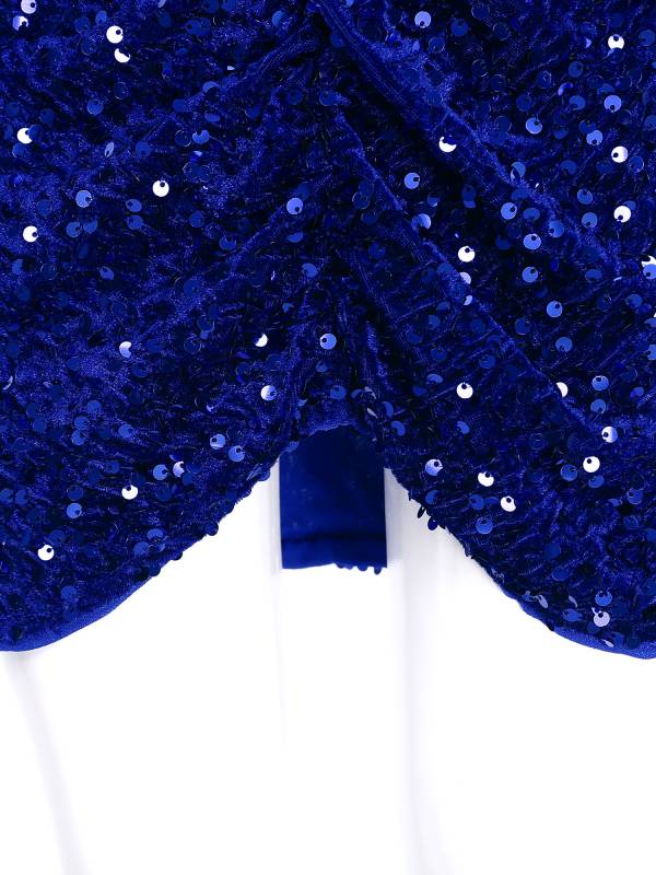 Kids Girls Sequin Long Sleeve Front Ruched Prom Bodycon Dress thumb