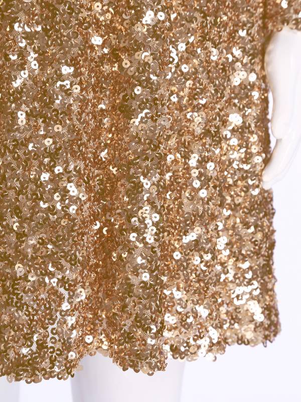Kids Girls Long Sleeve Sequin Sweetheart Mesh Shoulder A-line Pageant Dress thumb