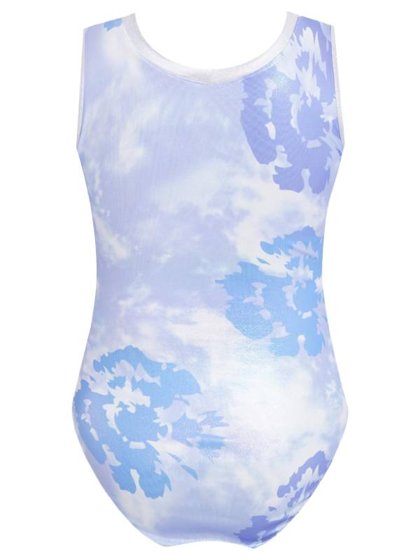 Kids Girls V Neck Sleeveless Shiny Rhinestones Gymnastics Leotard thumb