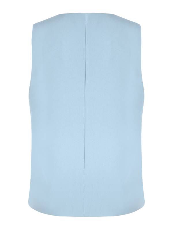 Women V Neck Button-up Solid Color Office Work Vest thumb