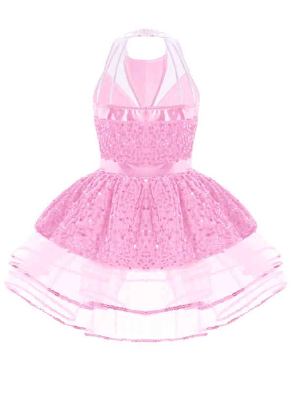 Kids Girls Sleeveless Backless Sequins Tutu Dress for Party thumb