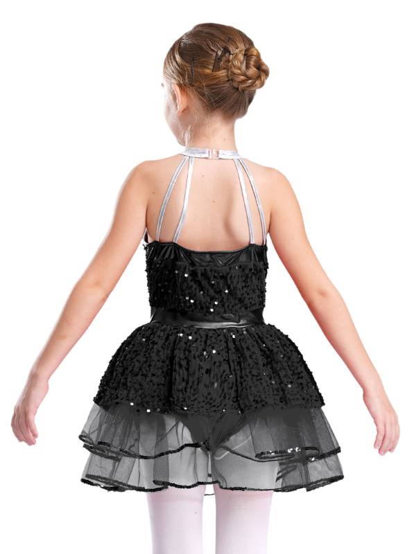 Kids Girls Sleeveless Backless Sequins Tutu Dress for Party thumb