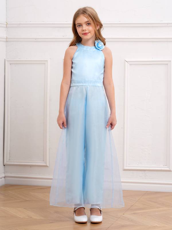 Kids Girls Halter Neck Sleeveless Two-layer Jumpsuit for Birthday thumb