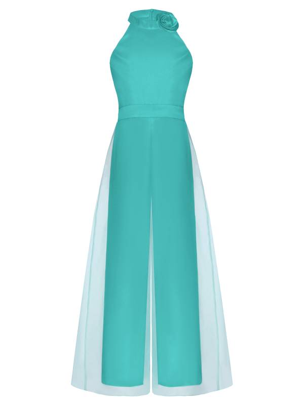 Kids Girls Halter Neck Sleeveless Two-layer Jumpsuit for Birthday thumb