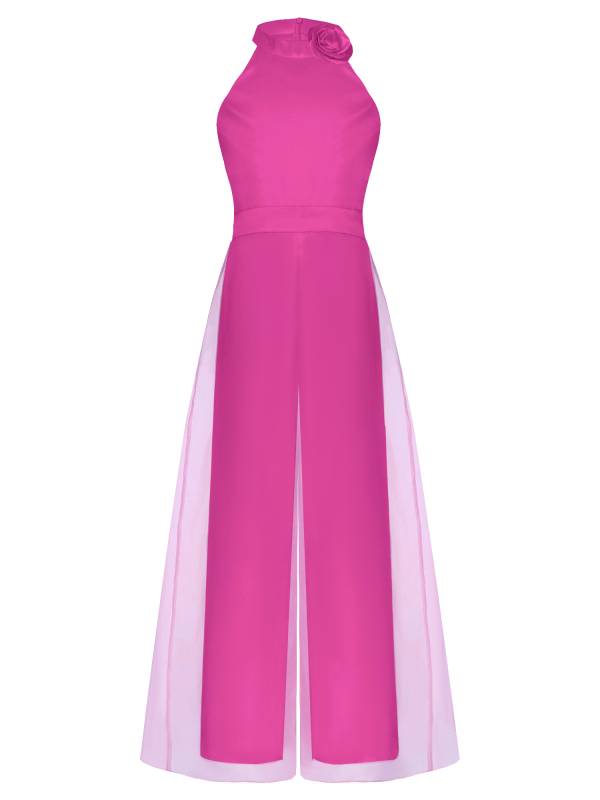Kids Girls Halter Neck Sleeveless Two-layer Jumpsuit for Birthday thumb