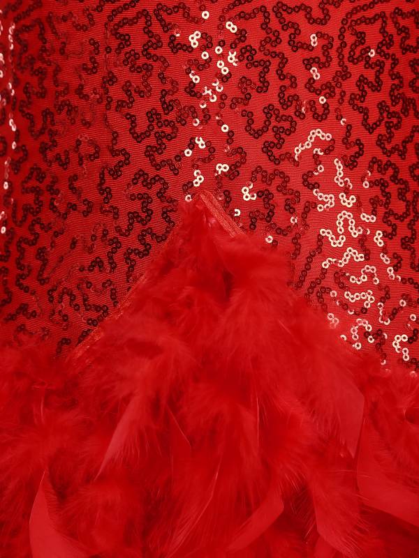 Women Sleeveless Halter Neck Backless Sequins Feather Jazz Dance Leotard thumb