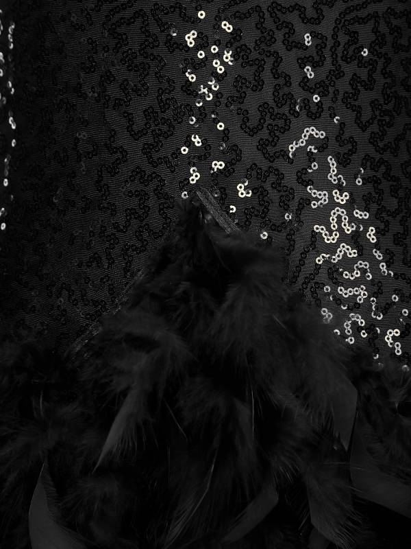 Women Sleeveless Halter Neck Backless Sequins Feather Jazz Dance Leotard thumb