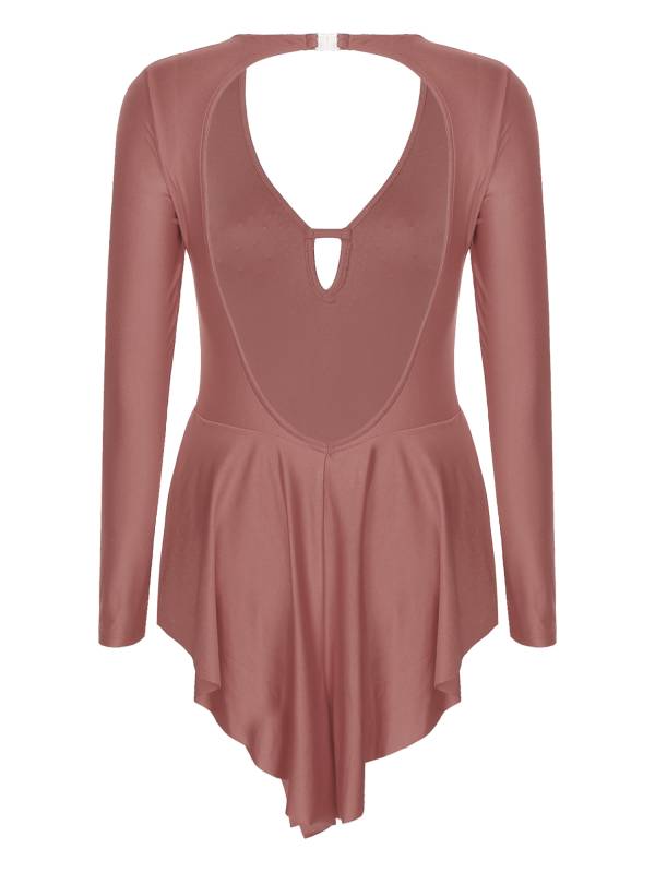 Women V-Neck Long Sleeve Backless Tassels Latin Dance Leotard thumb