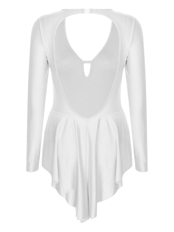 Women V-Neck Long Sleeve Backless Tassels Latin Dance Leotard thumb