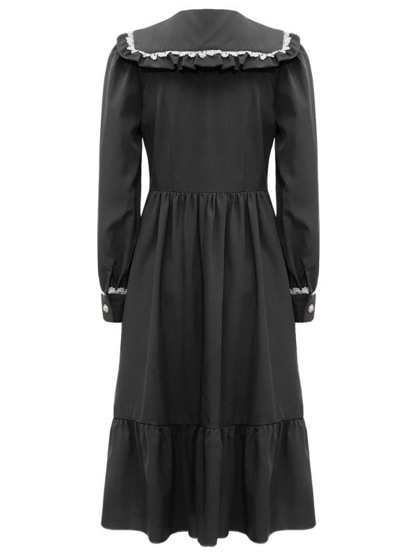 Kids Girls Long Sleeve Lapel Ruffle 18s Victorian Medeival Costume Dress thumb