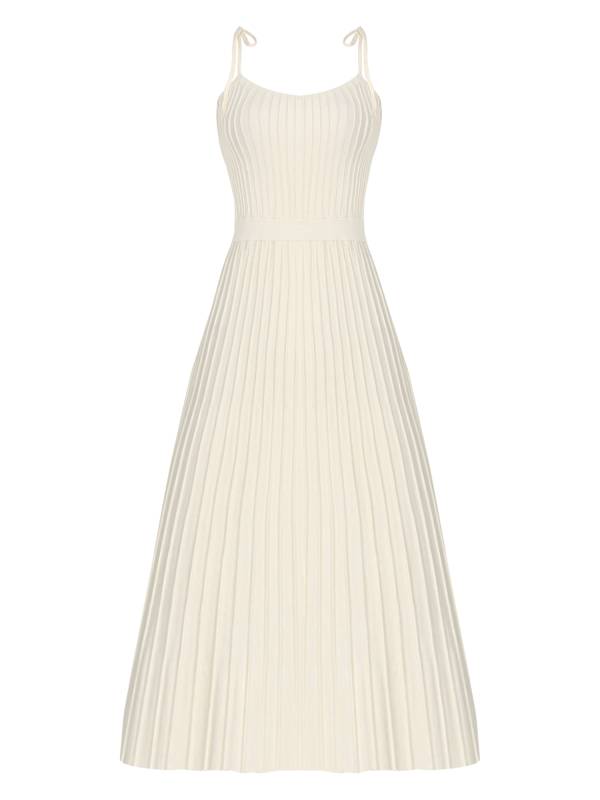 Women Sleeveless Knottable Shoulder Straps Maxi Knitted Dress for Party thumb