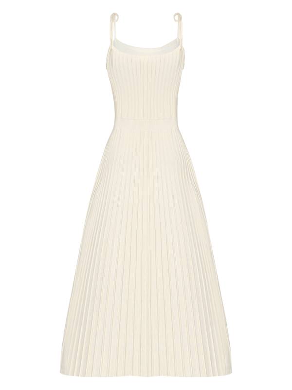 Women Sleeveless Knottable Shoulder Straps Maxi Knitted Dress for Party thumb