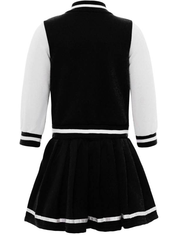 Toddler Girls 2pcs Long Sleeve Button Jacket and Pleated Skirt Sport Set thumb