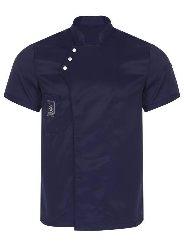 Adults Stand Collar Short Sleeve Chef Shirt Kitchen Uniform thumb