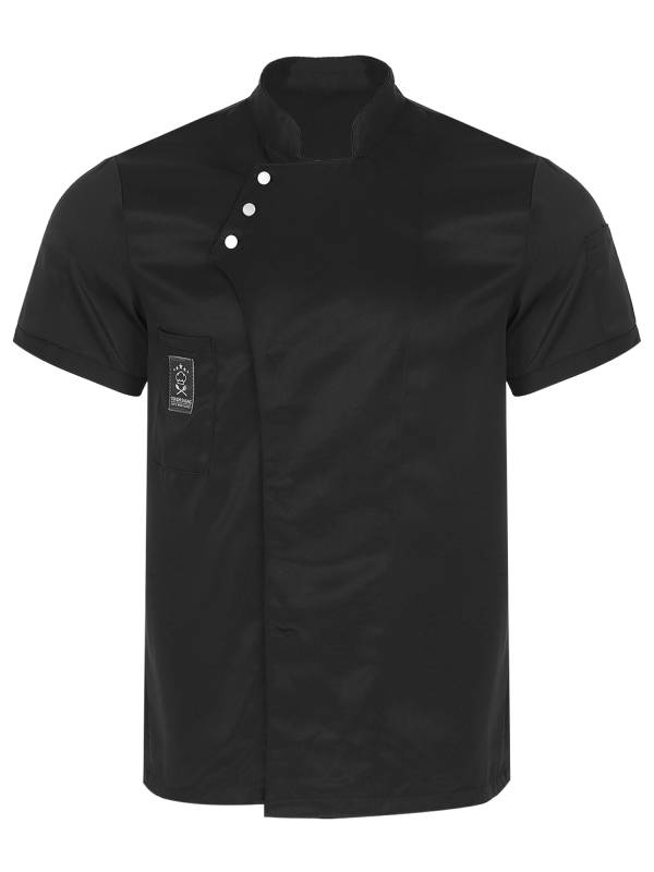 Adults Stand Collar Short Sleeve Chef Shirt Kitchen Uniform thumb