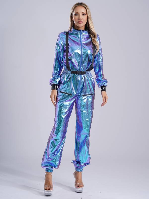Women Astronaut Role Play Outfit Long Sleeve Jumpsuits thumb