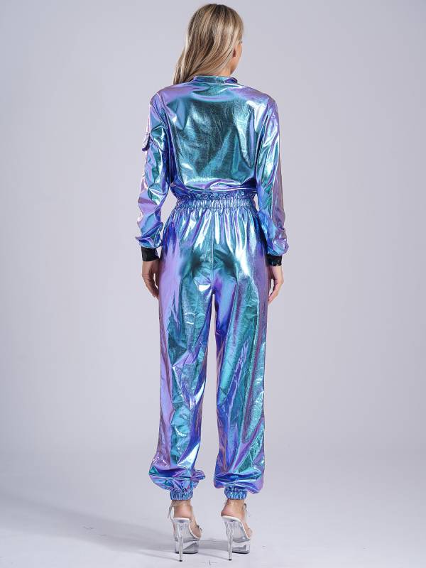 Women Astronaut Role Play Outfit Long Sleeve Jumpsuits thumb
