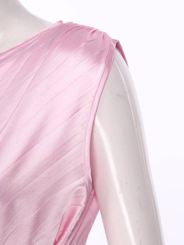 Women Sleeveless One Shoulder Asymmetrical Pleated Party Dress thumb