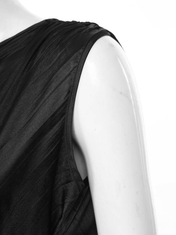 Women Sleeveless One Shoulder Asymmetrical Pleated Party Dress thumb