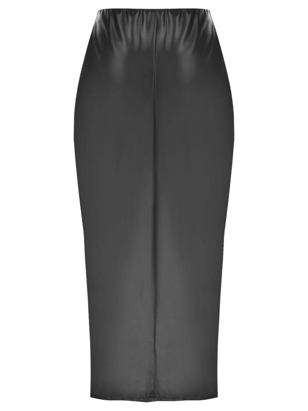 Women Hottie High Waist Slit PU Leather Pencil Cocktail Skirt thumb