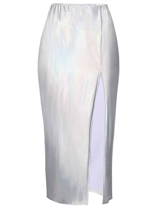 Women Hottie High Waist Slit PU Leather Pencil Cocktail Skirt thumb