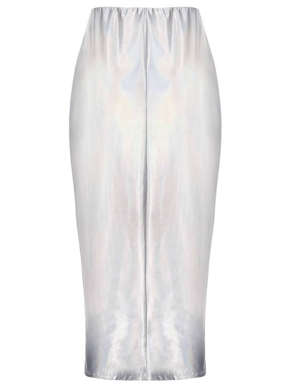 Women Hottie High Waist Slit PU Leather Pencil Cocktail Skirt thumb