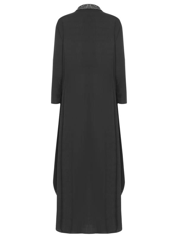 Women 2-in-1 Retro Long Sleeve Ruffled Neckline Loose Dress for Wedding Guest thumb