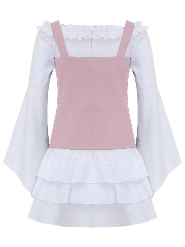 Girls 2pcs Long Sleeve Ruffle Dress and Suede Vest Halloween Pirate Costume Sets thumb