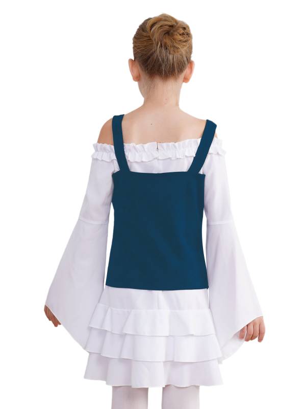 Girls 2pcs Long Sleeve Ruffle Dress and Suede Vest Halloween Pirate Costume Sets thumb