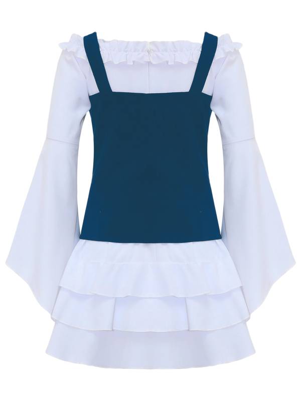 Girls 2pcs Long Sleeve Ruffle Dress and Suede Vest Halloween Pirate Costume Sets thumb