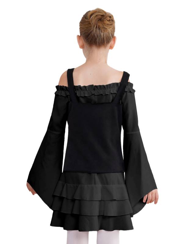 Girls 2pcs Long Sleeve Ruffle Dress and Suede Vest Halloween Pirate Costume Sets thumb