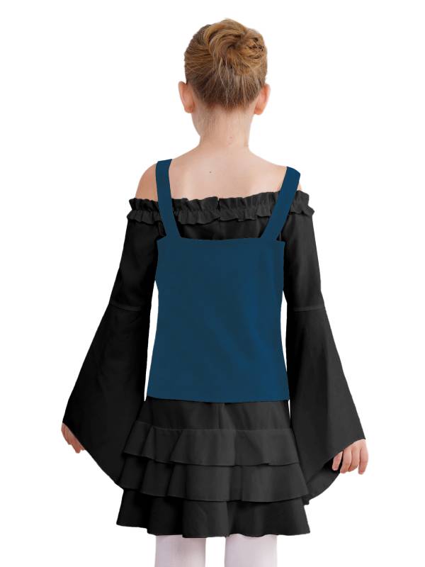 Girls 2pcs Long Sleeve Ruffle Dress and Suede Vest Halloween Pirate Costume Sets thumb