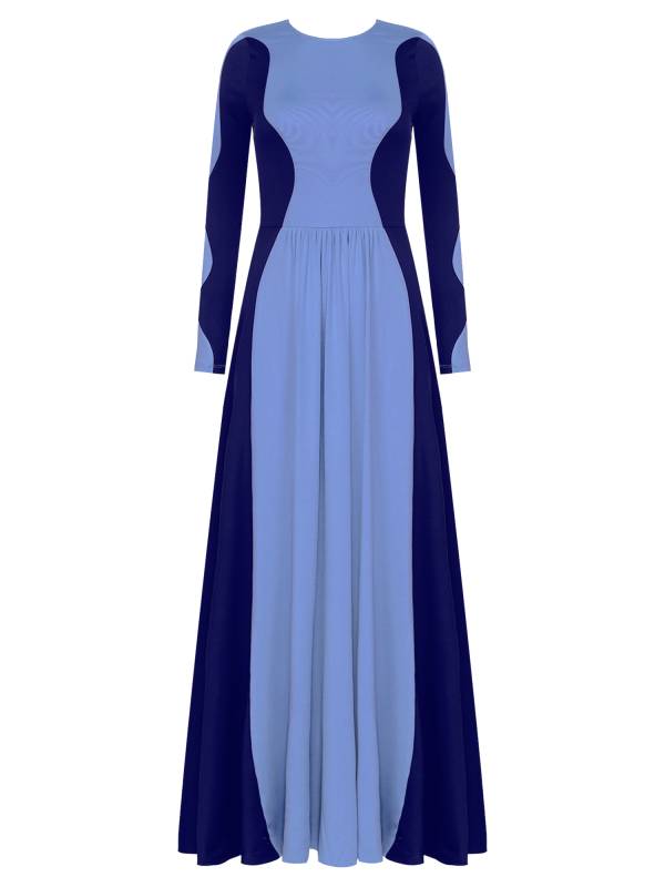 Women Long Sleeve Color Block Liturgical Worship Dance Dress thumb