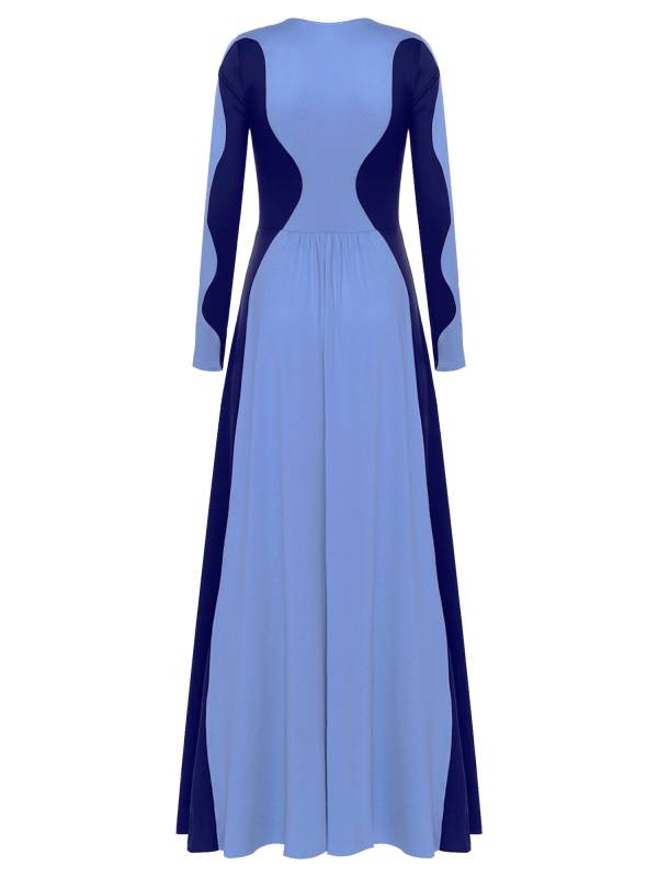 Women Long Sleeve Color Block Liturgical Worship Dance Dress thumb