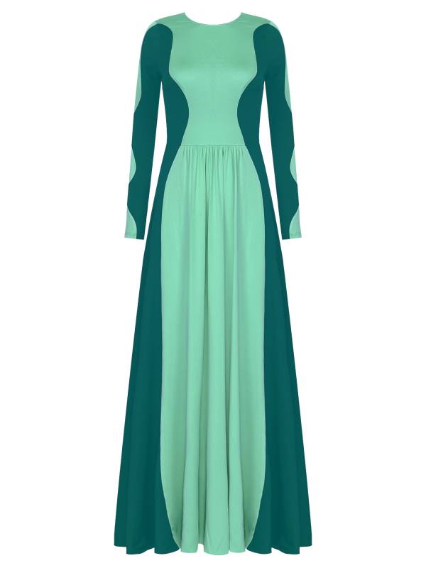 Women Long Sleeve Color Block Liturgical Worship Dance Dress thumb