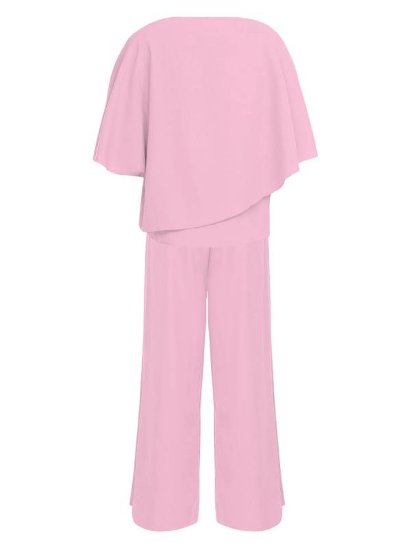 Women 2pcs Half Sleeve V-neck Tops and Pants Set for Party thumb