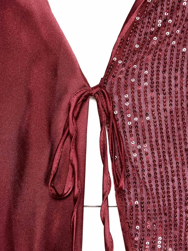 Women Long Sleeve V-neck Sequin Cocktail Dress thumb