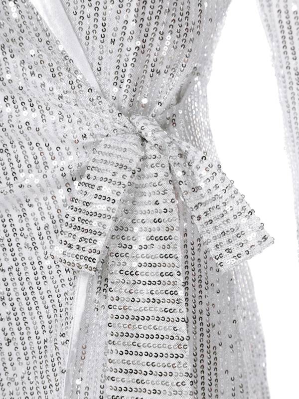 Women Long Sleeve V-neck Sequin Cocktail Dress thumb