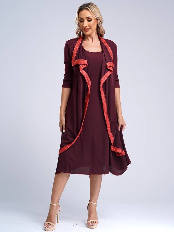 Women 2-in-1 Retro Long Sleeve Ruffled Neckline Loose Dress for Wedding Guest thumb