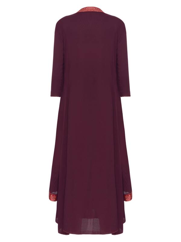 Women 2-in-1 Retro Long Sleeve Ruffled Neckline Loose Dress for Wedding Guest thumb