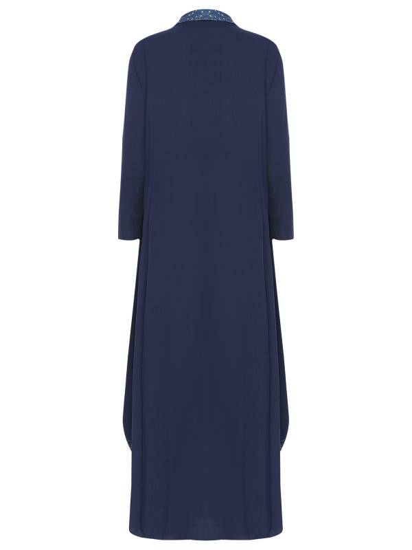 Women 2-in-1 Retro Long Sleeve Ruffled Neckline Loose Dress for Wedding Guest thumb
